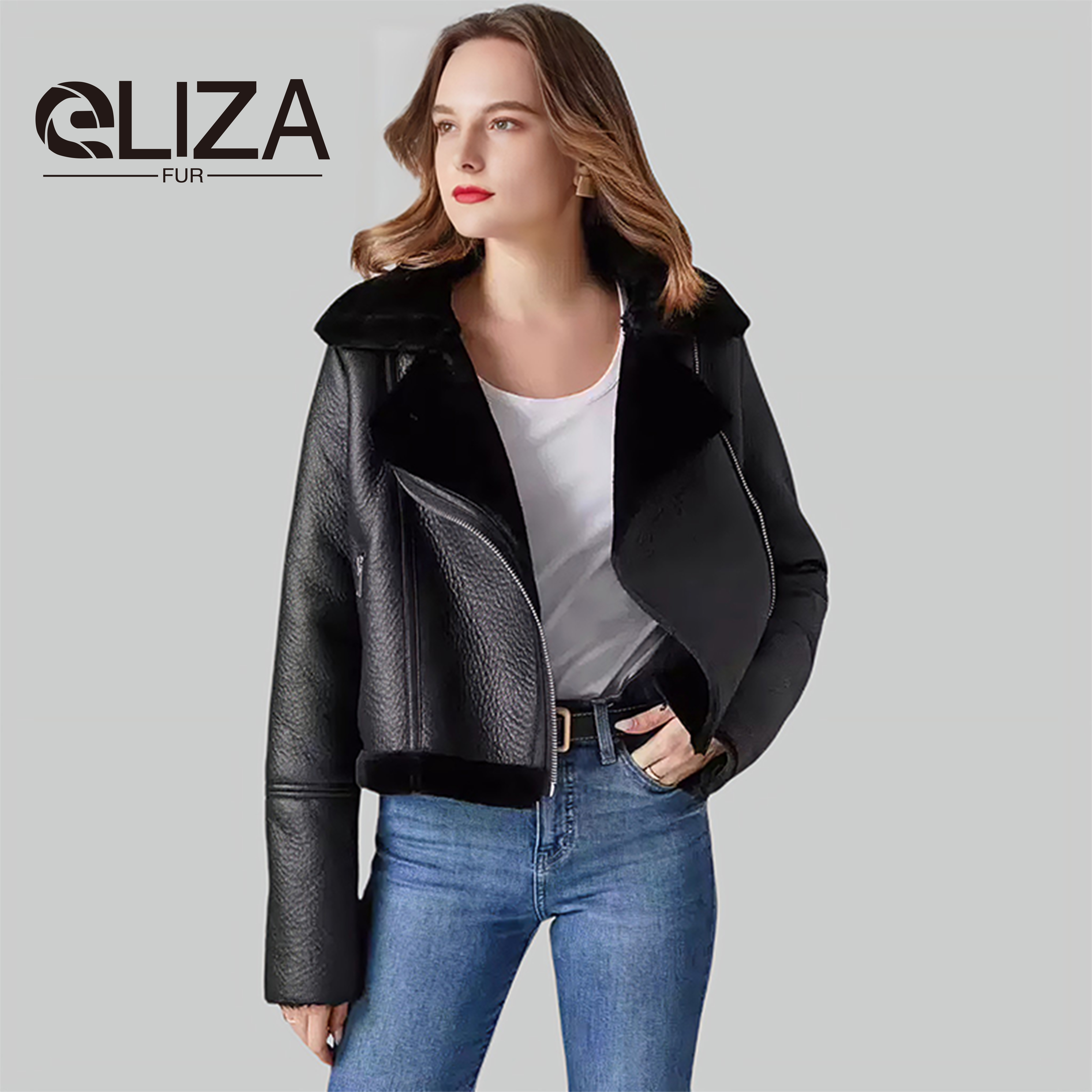 Custom leather jacket with fur 